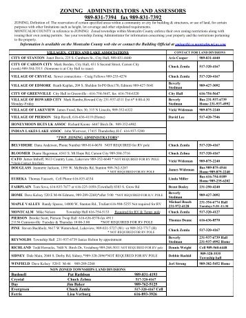 ZONING ADMINISTRATORS AND ASSESSORS ... - Montcalm County