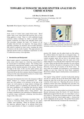 toward automatic blood spatter analysis in crime scenes - Machine ...