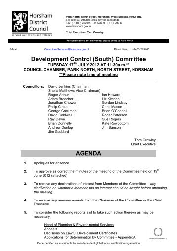 Agenda and associated reports - Horsham District Council