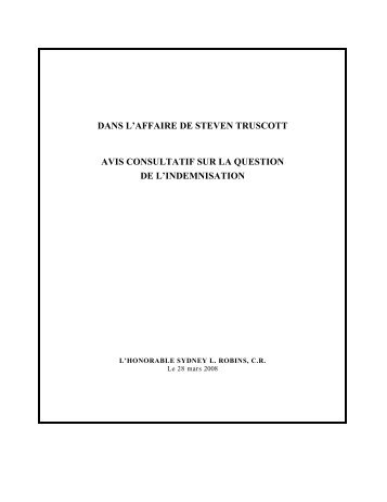 Dans l'affaire de steven truscott avis consultatif - Ministry of the ...