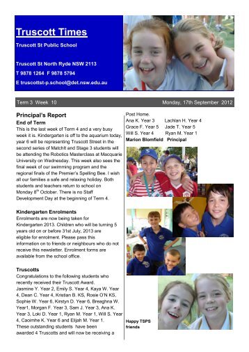 Truscott Times - Truscott Street Public School