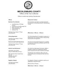 MECKLENBURG COUNTY Office Of The Tax Collector - Charlotte ...