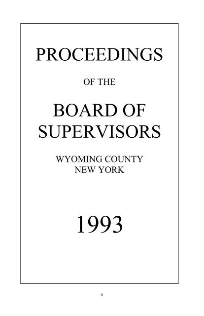 1993 Combined Journal of Proceediings - Wyoming County