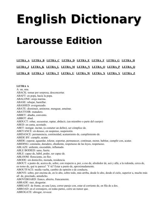 English Dictionary Larousse Edition - Universidad Dorados