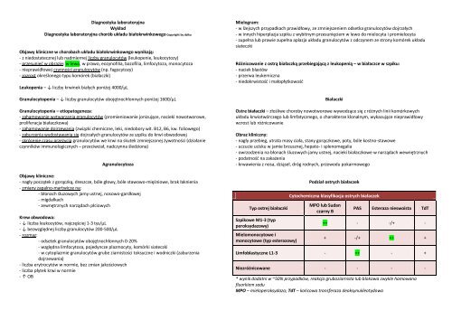 Białaczki.pdf - Diagnostyka laboratoryjna - Wykłady