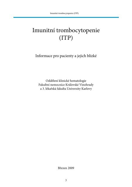 Imunitní trombocytopenie (ITP)