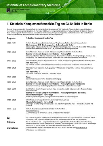 1. Steinbeis Komplementärmedizin-Tag am 03.12 ... - Ulrike Kessler