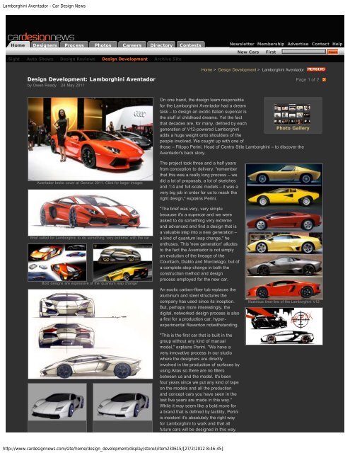Lamborghini Aventador - Car Design News