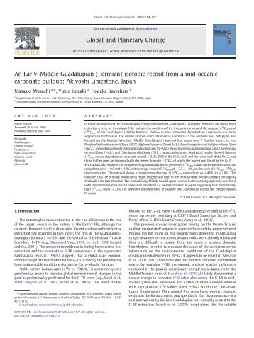 An Early–Middle Guadalupian (Permian) isotopic record from a mid ...