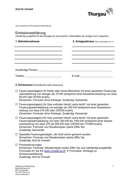 Emission Declaration Example Emissionserklärung