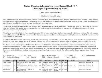 Saline County, Arkansas Marriage Record Book "S" - ARGenWeb