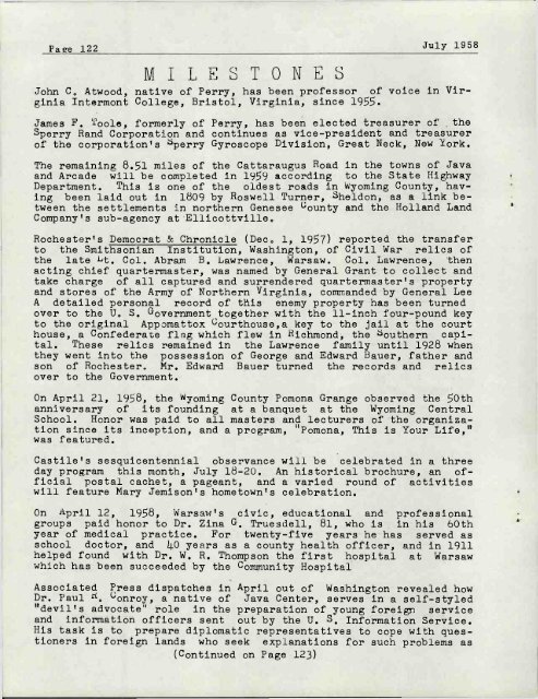 Historical Wyoming County July 1958 - Old Fulton History