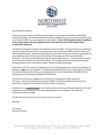 Dear Prospective Student - Northwest Mississippi Community College