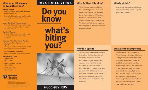 West Nile Virus: Do You Know What's Biting You? - Brochure