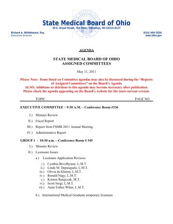 May - State Medical Board of Ohio