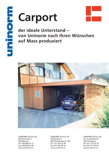 Carport der ideale Unterstand - UNINORM Technic AG