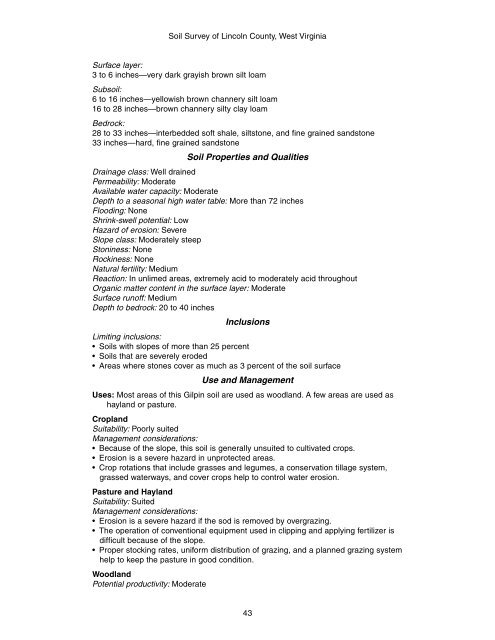 Soil Survey of Lincoln County, West Virginia - Soil Data Mart - US ...