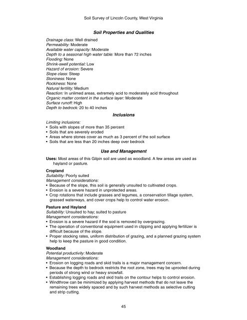 Soil Survey of Lincoln County, West Virginia - Soil Data Mart - US ...