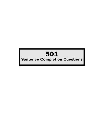 501 Sentence Completion Questions