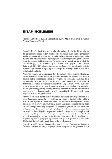 KİTAP İNCELEMESİ - Ankara Üniversitesi Dergiler Veritabanı