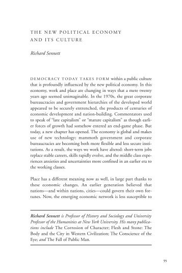 Richard Sennett - Institute for Advanced Studies in Culture