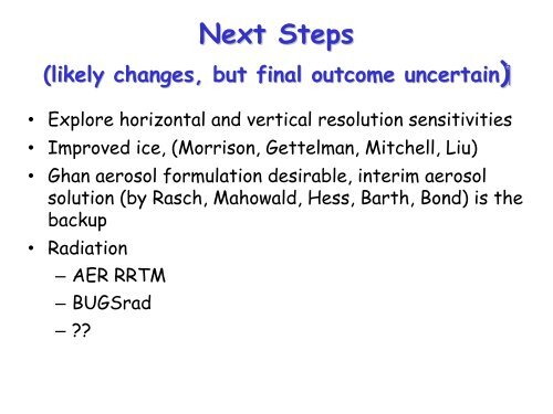 Anticipated Changes for CAM4 Part 1 - CESM