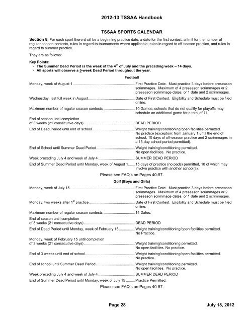 2012-13 TSSAA Handbook