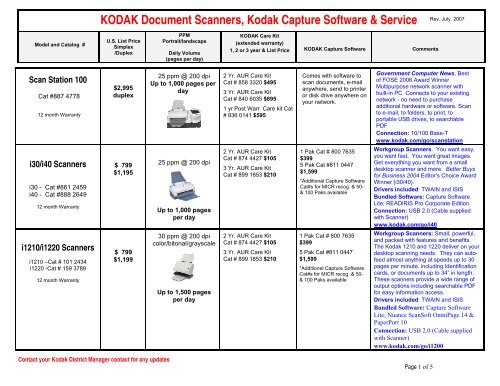 KODAK Document Scanners, Kodak Capture Software & Service