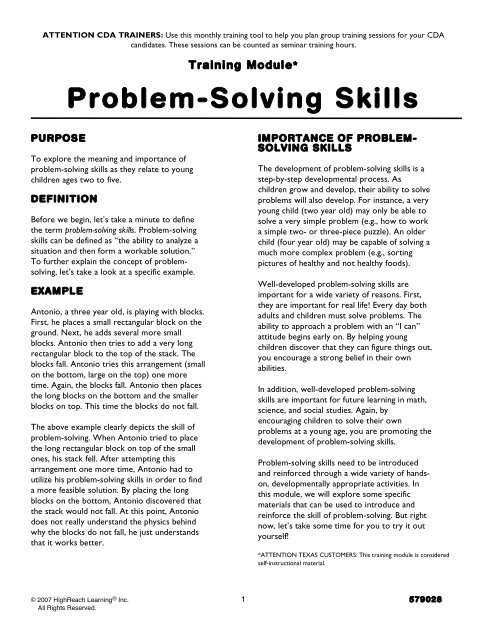 Problem Solving Skills Examples