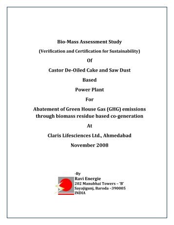 Bio-Mass Assessment Study Of Castor De-Oiled ... - Ravi Energie Inc