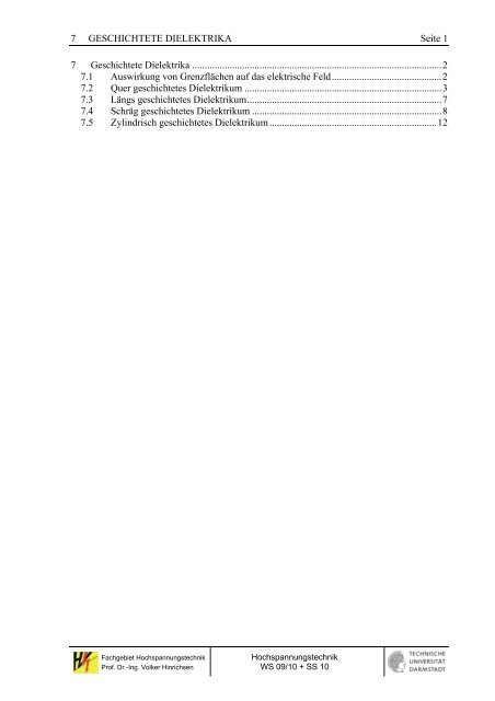 7 Geschichtete Dielektrika - Fachgebiet Hochspannungstechnik