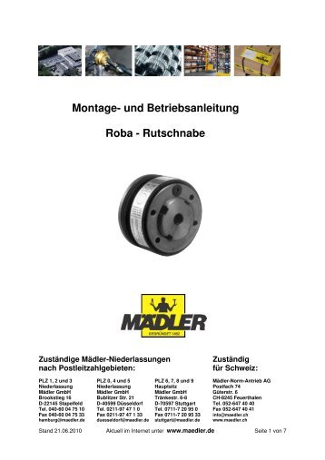 Montage- und Betriebsanleitung Roba - Rutschnabe - Mädler GmbH