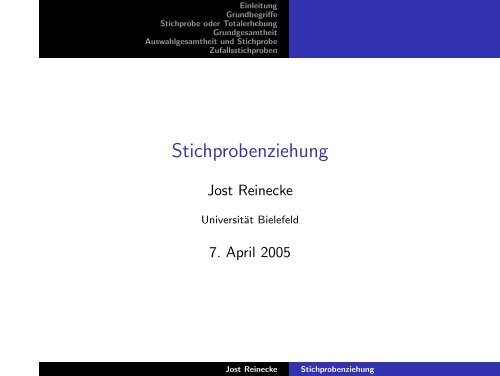 Stichprobenziehung - Fehler/Fehler - Universität Bielefeld