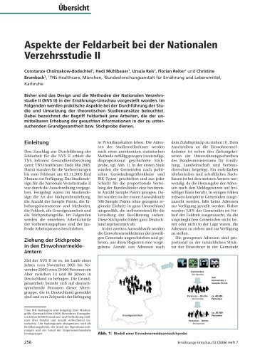 Übersicht Aspekte der Feldarbeit bei der Nationalen Verzehrsstudie II