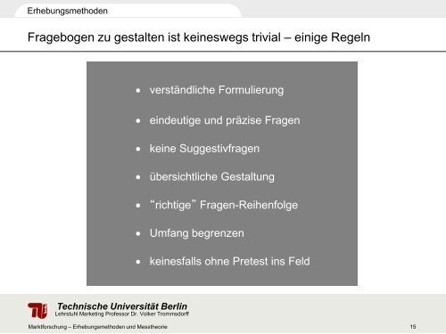 Vorlesung Marktforschung - TU Berlin