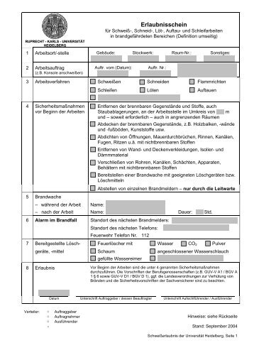 Erlaubnisschein - Sicherheitswesen Universität Heidelberg