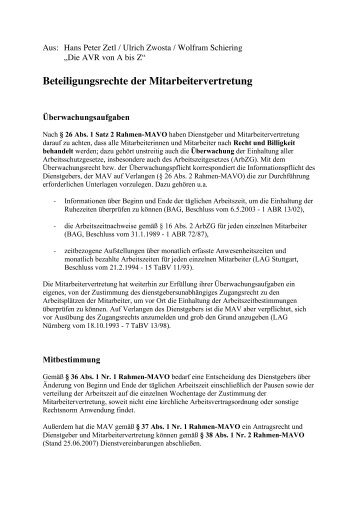 Beteiligungsrechte der Mitarbeitervertretung - DIAG MAV