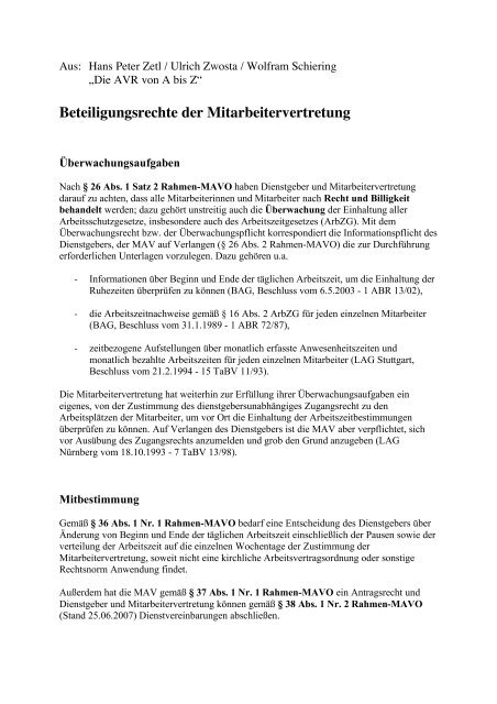 Beteiligungsrechte der Mitarbeitervertretung - DIAG MAV