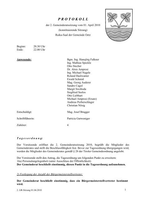 2. Gemeinderatsprotokoll (121 KB) - .PDF - Gemeinde Oetz