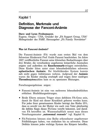 Definition, Merkmale und Diagnose der Fanconi-Anämie - Deutsche ...