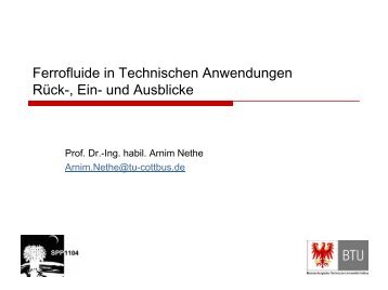 Ferrofluidein Technischen Anwendungen - Rück ... - Dr. Arnim Nethe