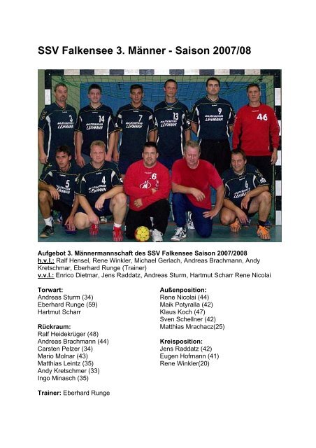 SSV Falkensee 3. Männer - Saison 2007/08