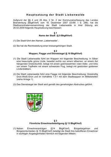 Hauptsatzung der Stadt Liebenwalde