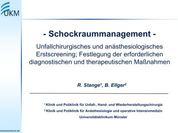 Schockraummanagement; R. Stange, B. Ellger