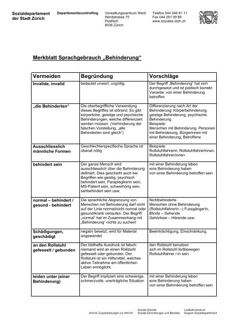 Merkblatt Sprachgebrauch„Behinderung“