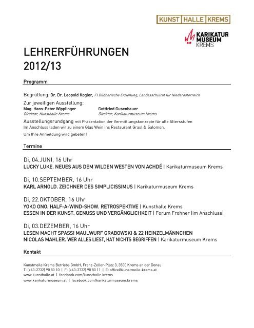 INFORMATION DER KUNSTVERMITTLUNG - Kunsthalle Krems