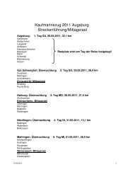 Kaufmannszug 2011 Augsburg Streckenführung/Mittagsrast