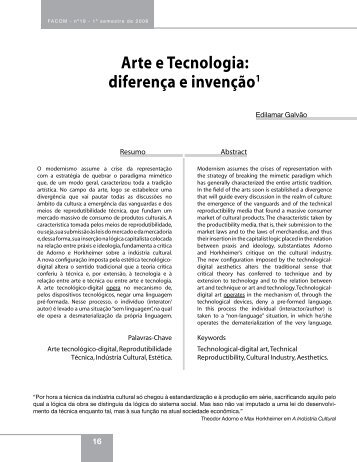 Arte e Tecnologia: diferença e invenção1 - Faap