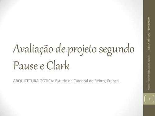 Avaliação de projeto segundo Pause e Clark