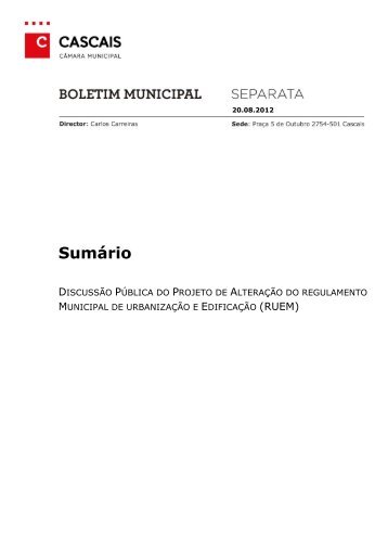 RUEM 2012 Discussão Pública - Câmara Municipal de Cascais
